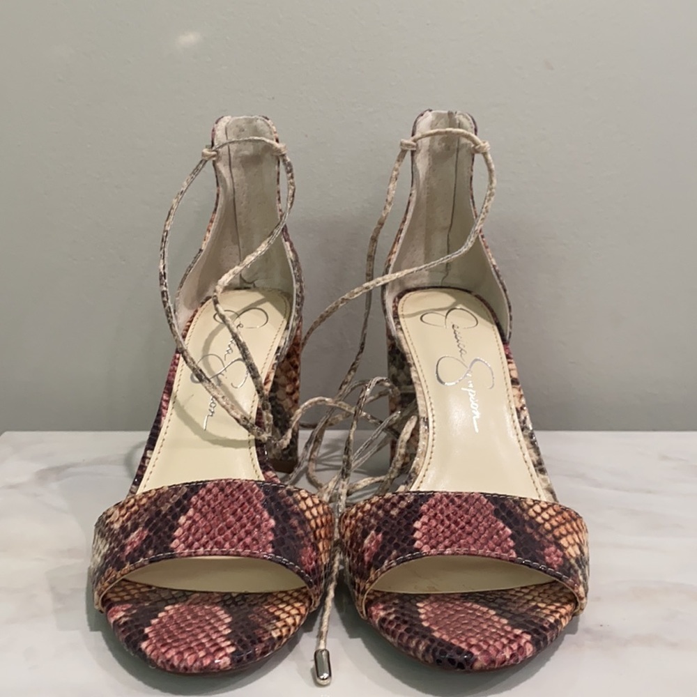 Jessica Simpson Snake Print Block Heel Sandals - Picture 4 of 8